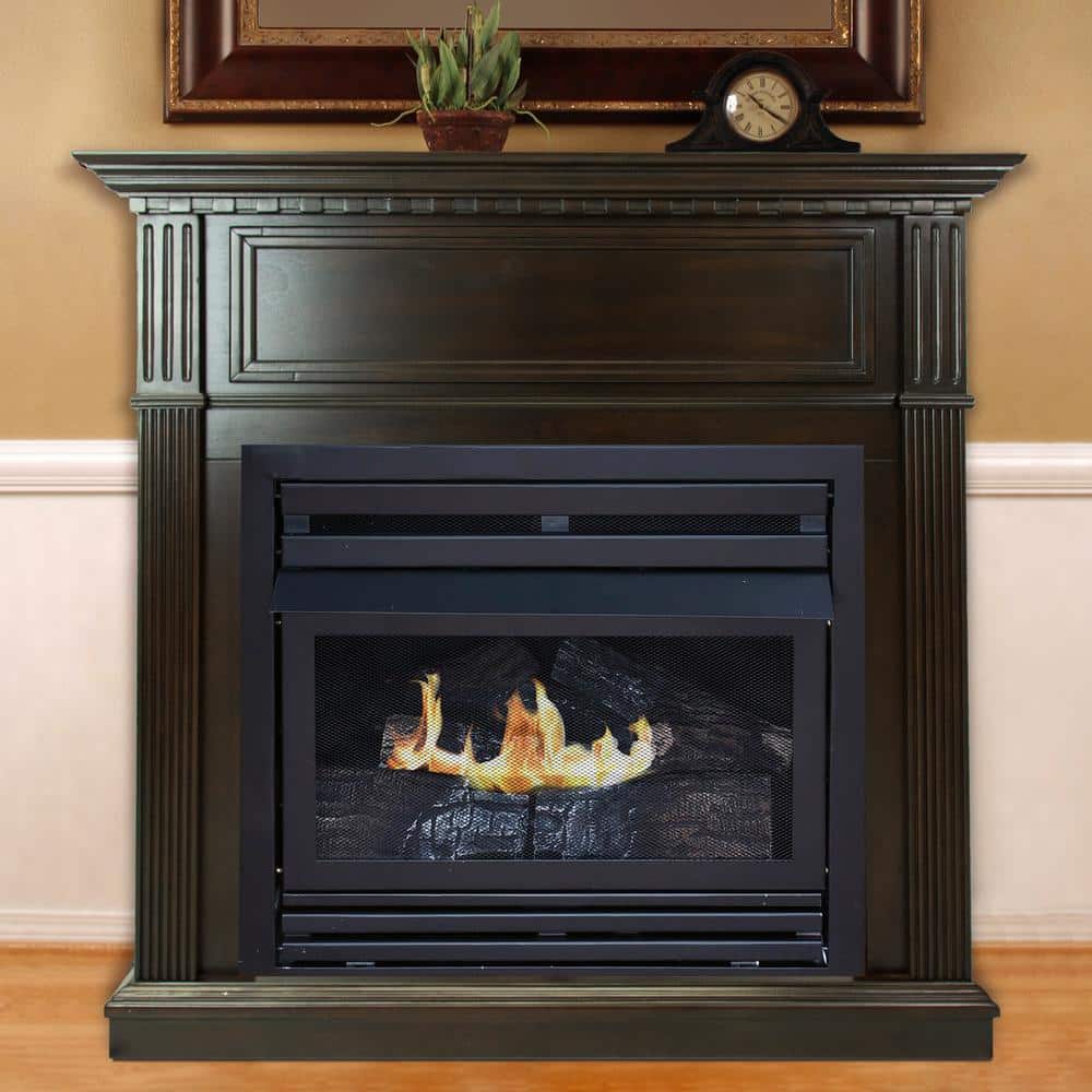 Pleasant Hearth 27,500 BTU 42 in. Convertible Ventless Propane Gas Fireplace  in Tobacco VFF-PH26LP-T2 - The Home Depot