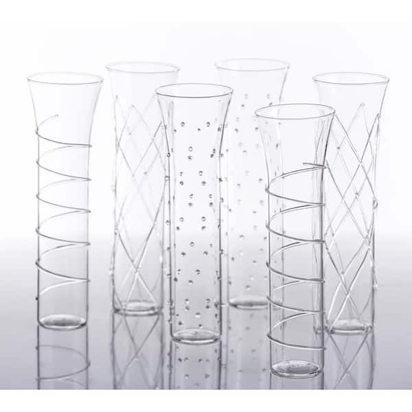 Abigails Razzle Dazzle Clear Champagne Glassses (Set of 6)