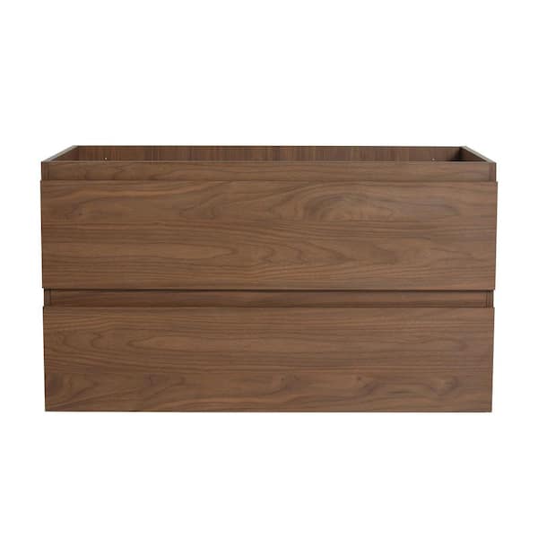 Staykiwi 35.19 in. Bath Vanity Cabinet without Top in Brown Oak Unassembled