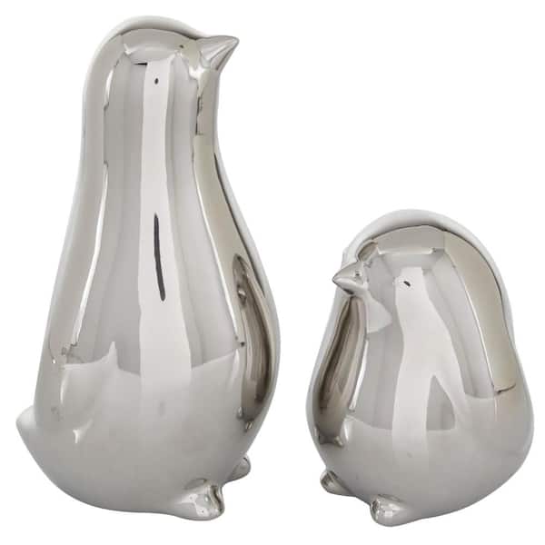 Novogratz Silver Porcelain Bird Sculpture (Set of 2)