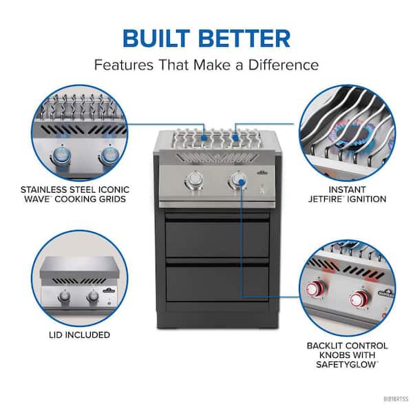NAPOLEON Built-In 700 Series 18 in. 2-Burner Dual Range Top