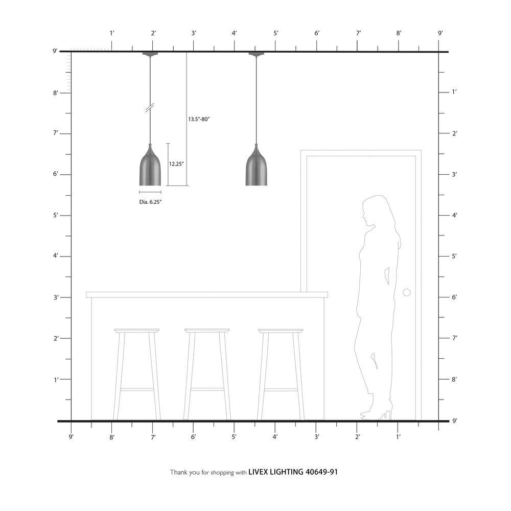 Brushed Nickel Mini Pendant with Smoke Glass Shade