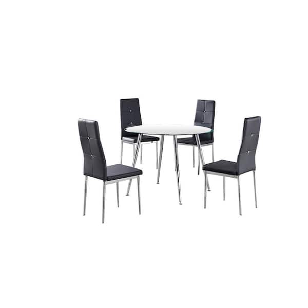 Best Master Furniture Fermin 5-Piece Grey Round Dinette Set