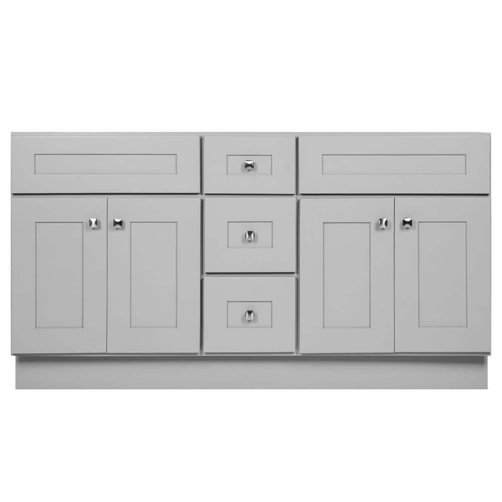 Brookings 60-Inch Gray Shaker Bathroom Vanity Cabinet