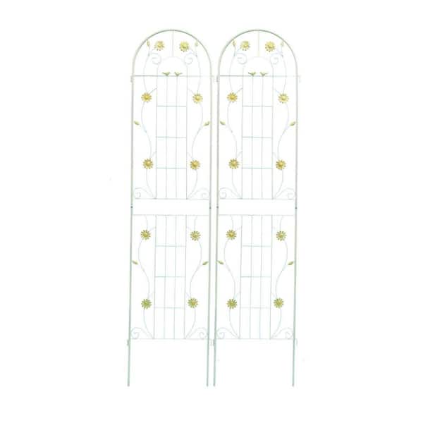 2 Pack Metal Garden Trellis H 86.7 in. x 19.7 in. Cream White Beige, Rustproof Coated Trellis for Plants Flower Support