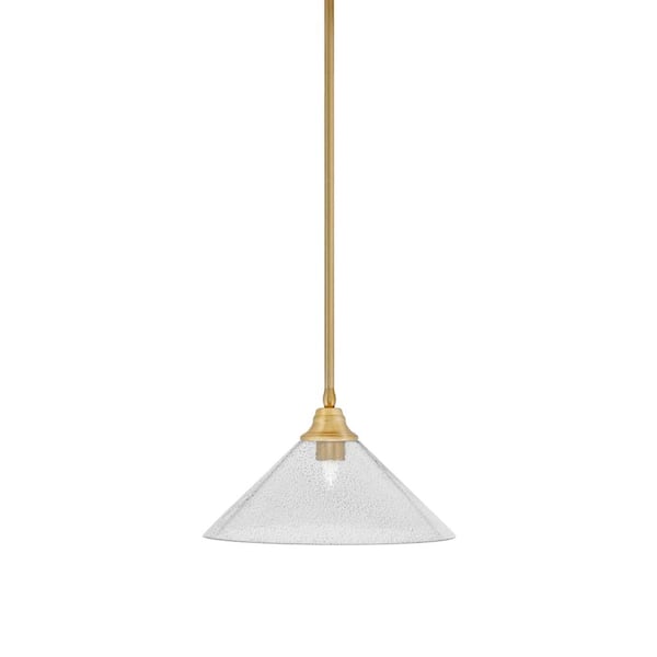 Unbranded Sparta 100-Watt 1-Light New Age Brass Stem Pendant Light with Smoke Bubble Glass Shade and Light Bulb Not Included