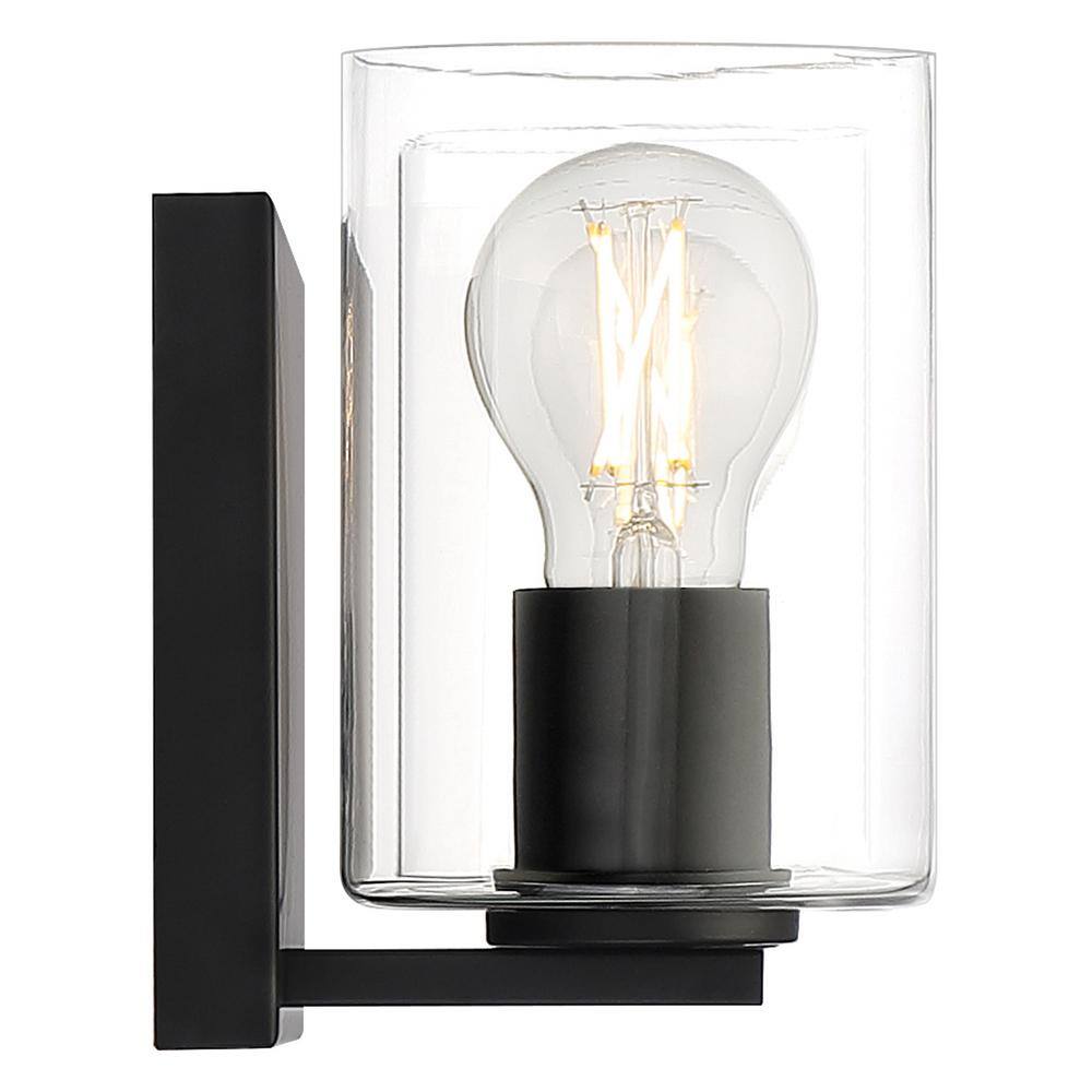 Oslo Matte Black 30" LED Vanity Light with Clear Glass Shades