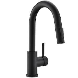 Single Handle Pull Down Sprayer Kitchen Faucet with Advanced Spray High Arc 1 Hole Kitchen Basin Taps in Matte Black