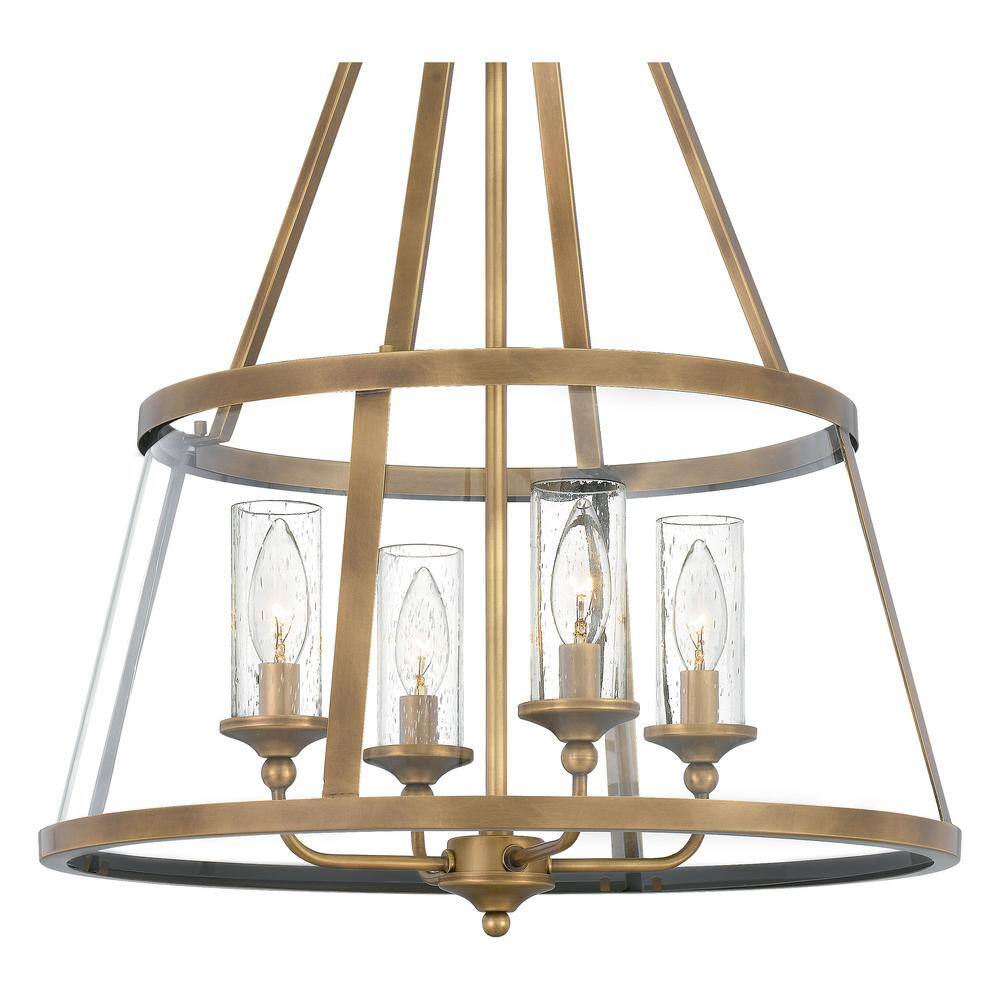 Barlow 4-Light Weathered Brass and Clear Glass Pendant