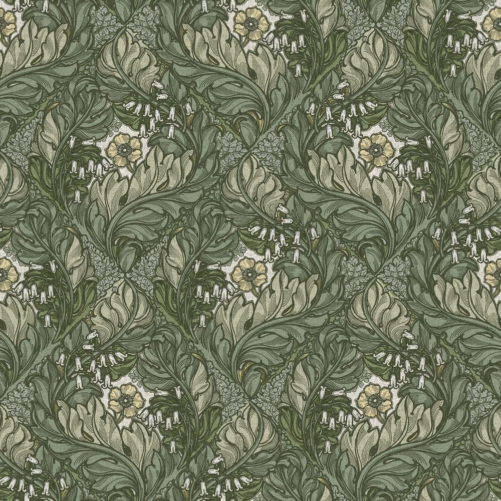 Llewelyn-Bowen Off The Wall Green Floral Rambleicious Matte Finish Non-Past