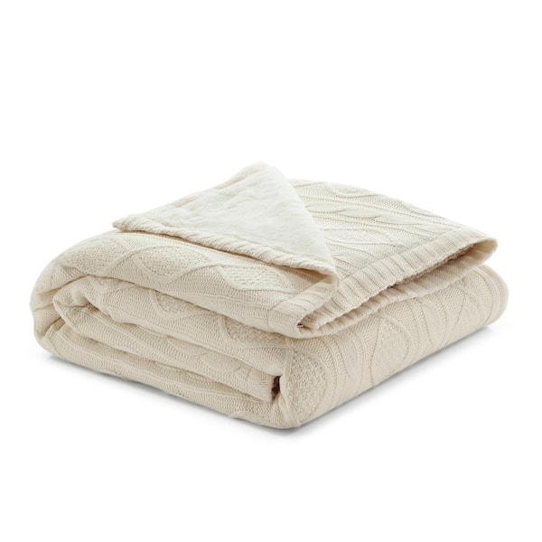 White Faux Fur Throw Blanket 50 in. x 60 in. Cozy Plush Throw Blanket