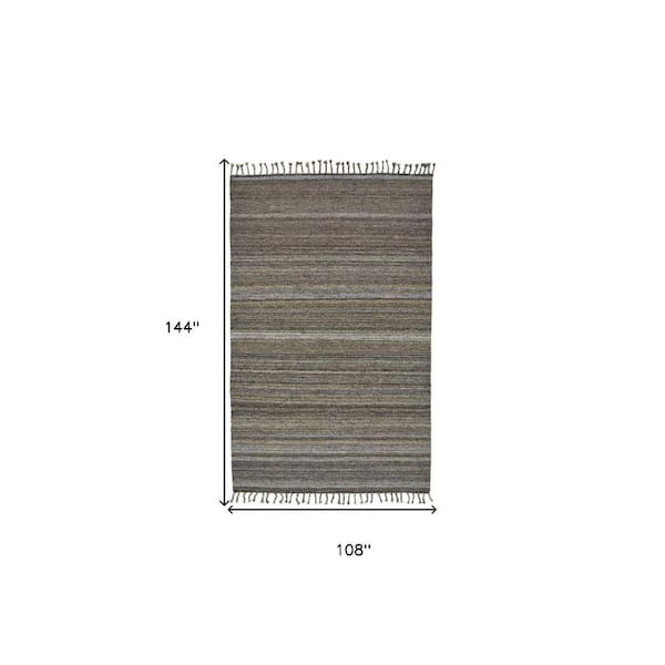9 X 12 Gray, Green Striped Area Rug