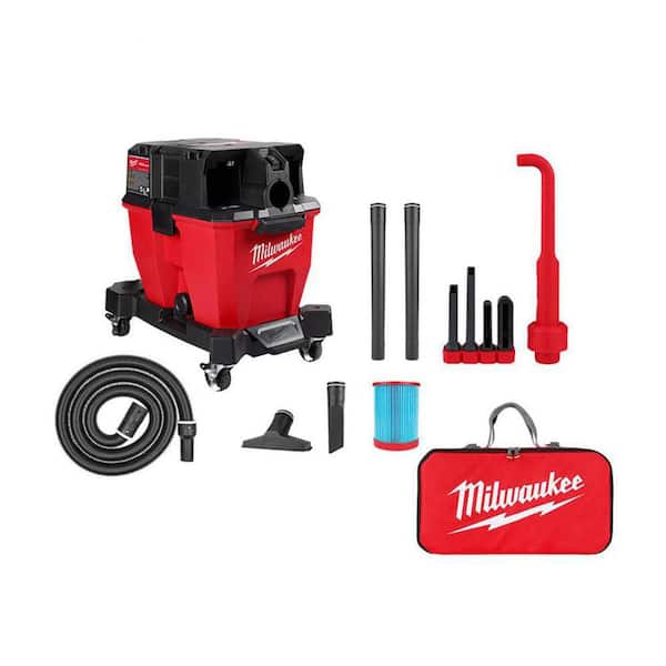 Milwaukee M18 FUEL 9 Gal. Cordless Dual-Battery Wet/Dry Shop Vacuum with AIR-TIP 1-1/4 in. - 2-1/2 in. Right Angle Tool and Bag