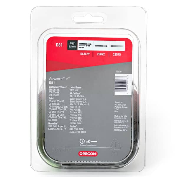 D81 Chainsaw Chain for 24 in. Bar Fits Echo, Poulan, Craftsman, Homelite, and McCulloch