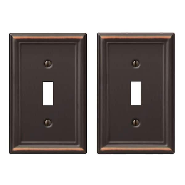Hampton Bay Ascher 1 Gang Toggle Steel Wall Plate - Aged Bronze (2-Pack)