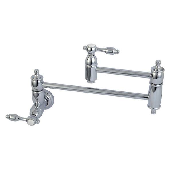 Tudor Wall-Mounted Potfiller Lever Handle in Polished Chrome