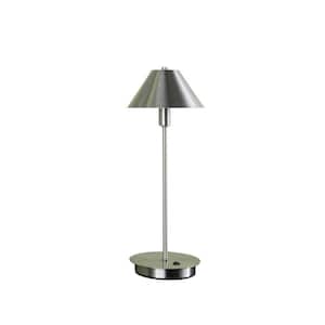 17.5 in. H Silver Nickel Modern G-9 LED Table Lamp for Living Room, No Bulbs