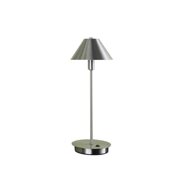 Sunpez 17.5 in. H Silver Nickel Modern G-9 LED Table Lamp for Living Room, No Bulbs