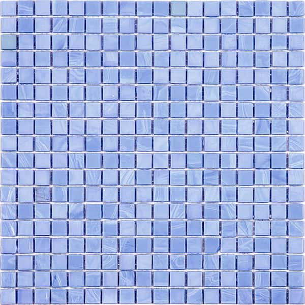 Skosh 11.6 in. x 11.6 in. Glossy Baby Blue Glass Mosaic Wall and Floor Tile (18.69 sq. ft./case) (20-pack)