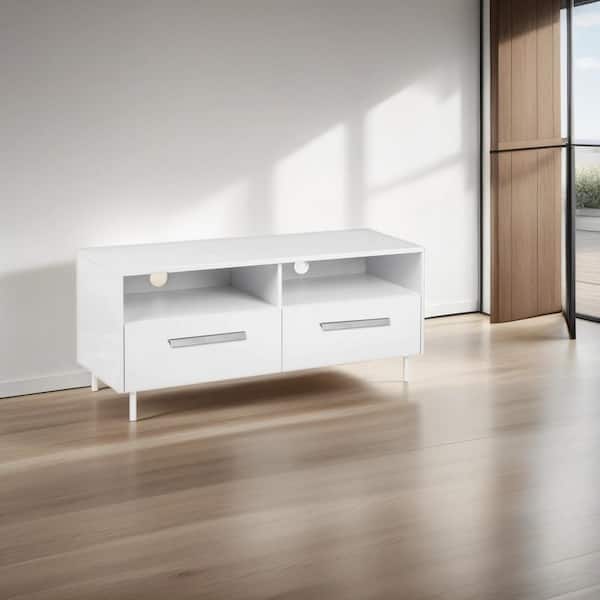 Unbranded Modern White TV Stand Entertainment Center - Suitable for TVs up to 75 in. with Drawer Function
