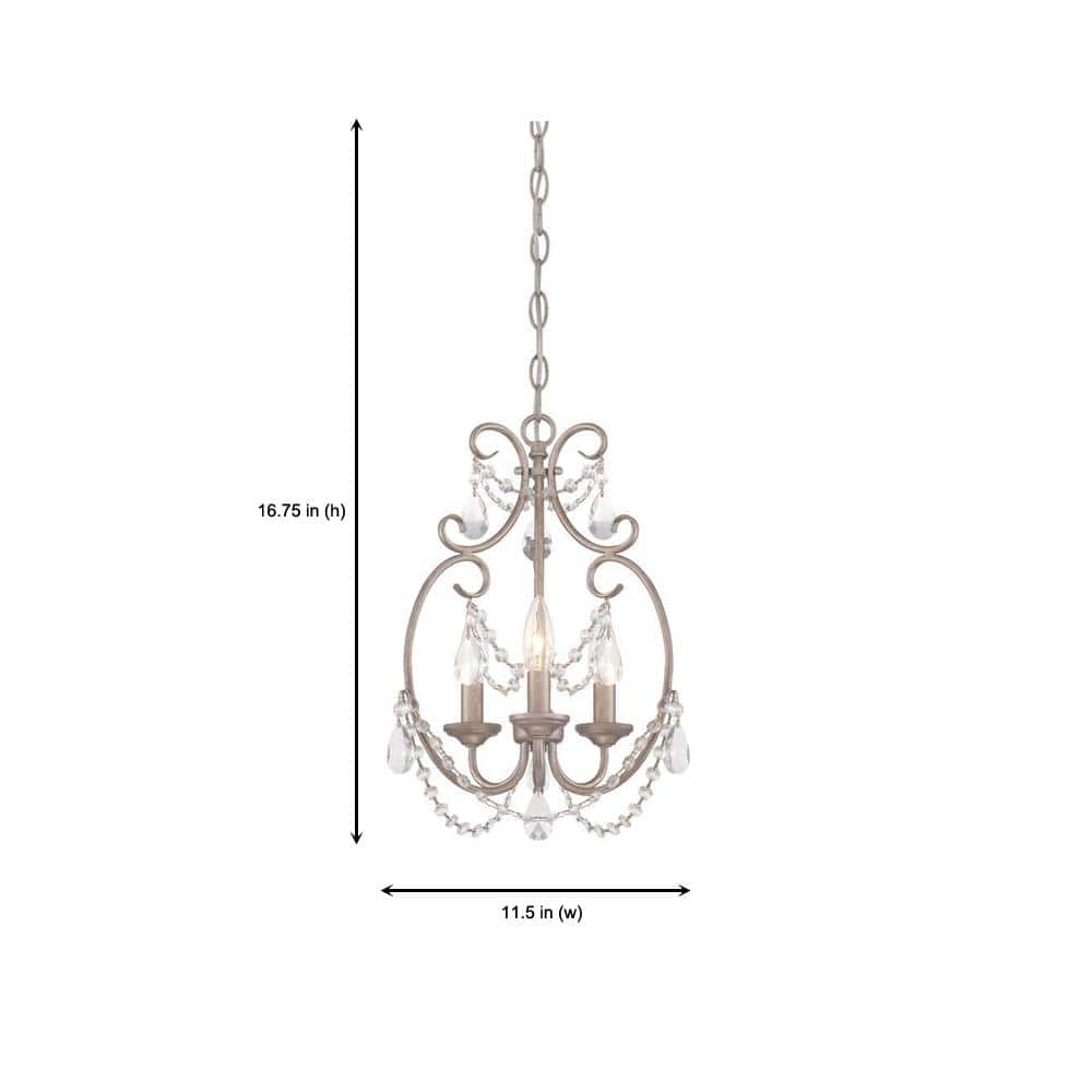 Mini Bronze Crystal 11.5" Plug-in Candle Chandelier