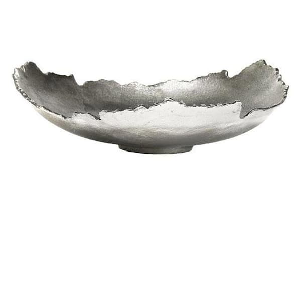 Home Decorators Collection 2.5 in. H x 9 in. dia. Decorative Bark Bowl in Silver Coated Aluminum