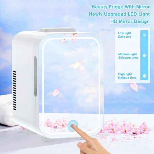 Tidoin 0.3 cu. ft. Modern Mini Fridge in White Portable Makeup Skincare  Fridge Cosmetic with Freezer and LED Mirror SLB-YDW1-9241 - The Home Depot