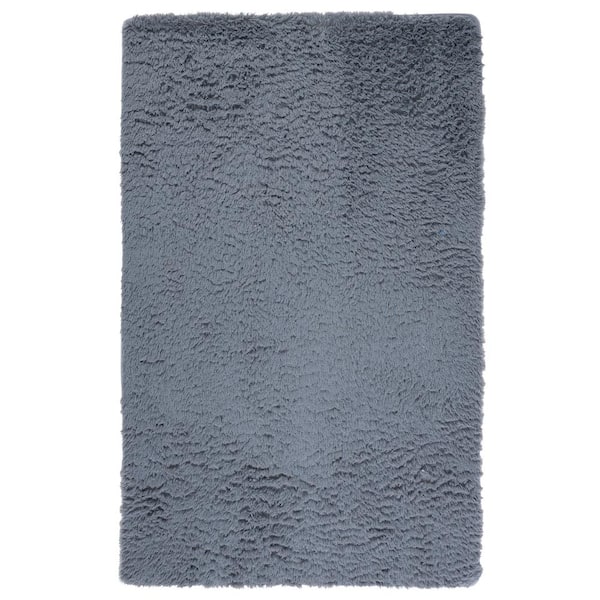 SAFAVIEH Soho Shag Dark Gray Doormat 3 ft. x 5 ft. Machine Washable Shag Area Rug