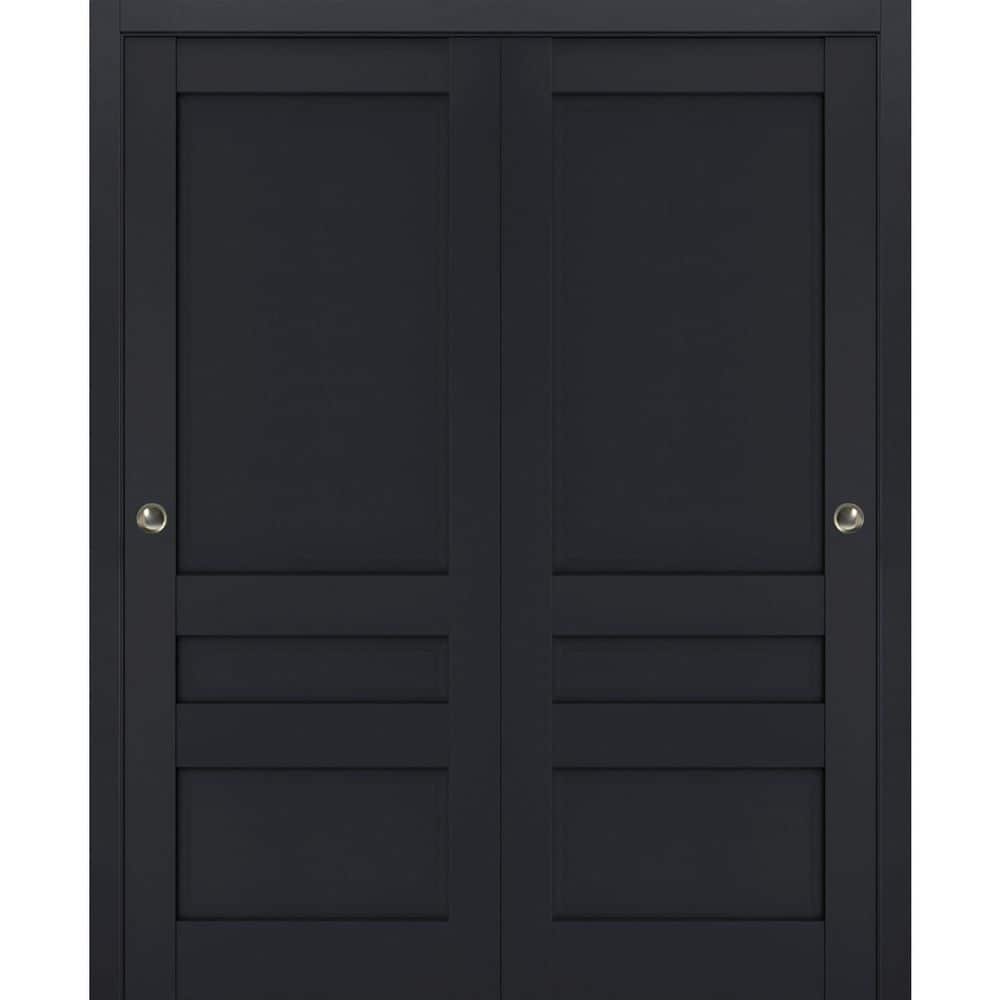 Assembly Required 84 in. x 80 in. 2 Panel Antracite Finished Solid Wood Sliding Door with Hardware price history on PriceWatchPro