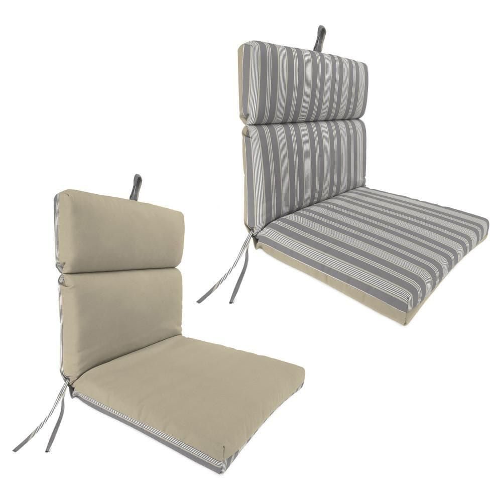 44 in. L x 22 in. W x 4 in. T Rectangular Reversible Outdoor Dining Chair Cushion in Latigo Marzipan and Canvas Pebble price history on PriceWatchPro