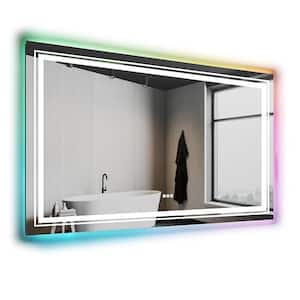 60 in. W x 36 in. H Large Rectangular Frameless LED Anti Fog Backlit Front Lighted Wall Bathroom Vanity Mirror in RGB