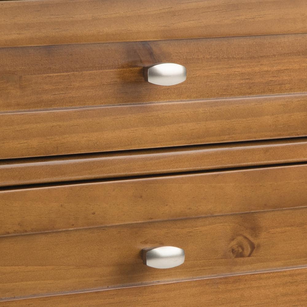 Light Golden Brown Solid Wood 2-Drawer Nightstand with Nickel Pulls