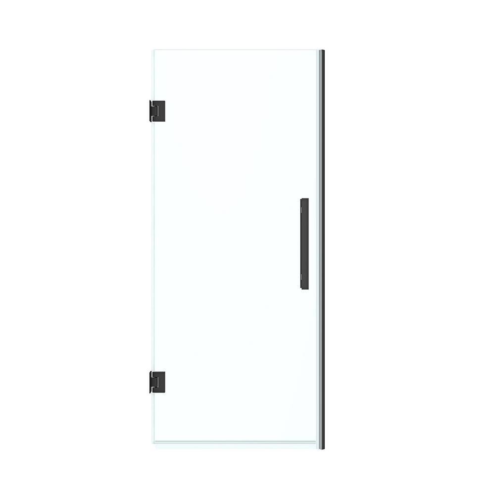 Tampa-Pro 72" Black Frameless Alcove Shower Kit with Tempered Glass