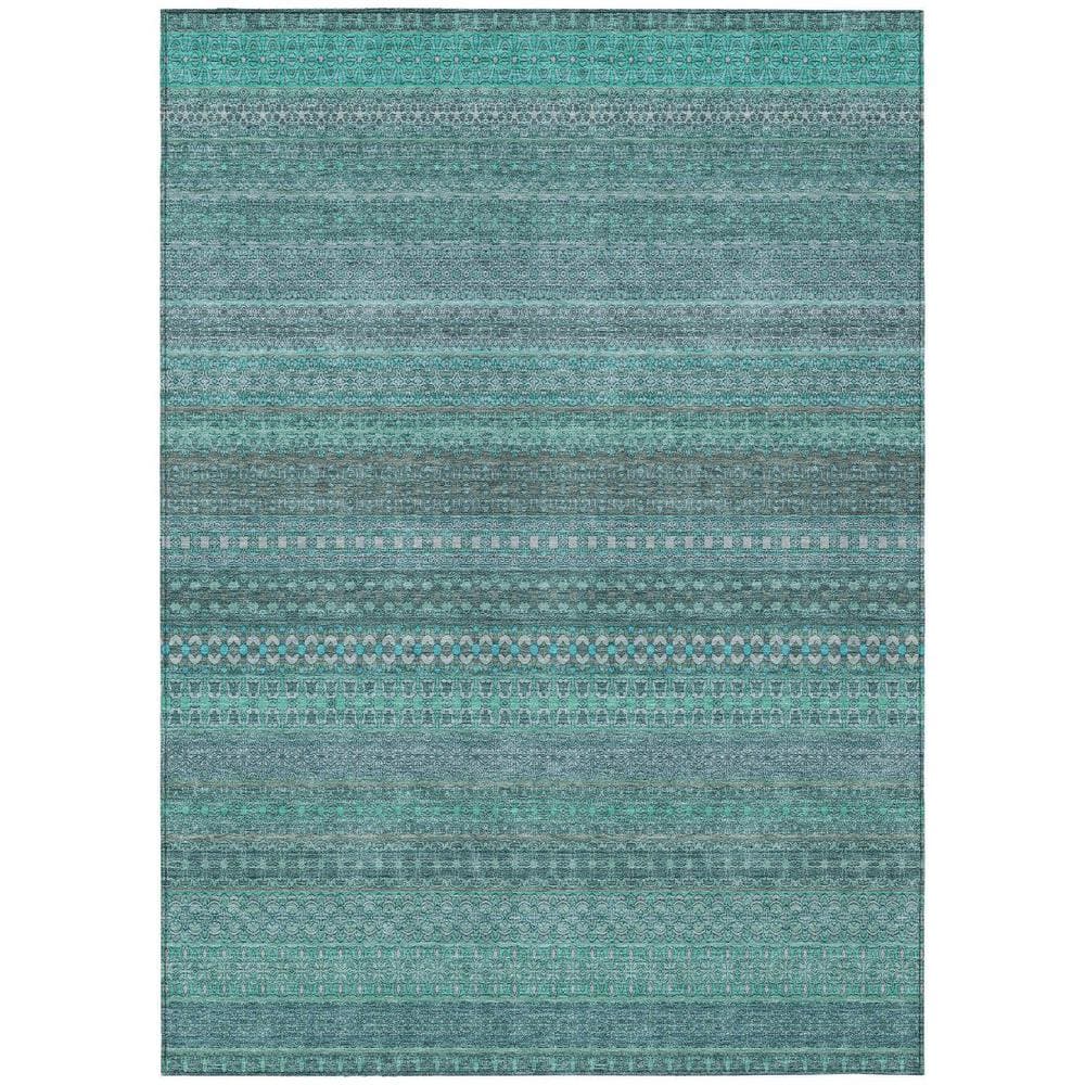 Turquoise 8 ft. x 10 ft. Woven Striped Polyester Rectangle Indoor/Outdoor Area Rug price history on PriceWatchPro