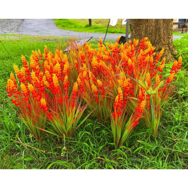 5 in. Artificial Orange Outdoor Mums UV Resistant Plastic Fall