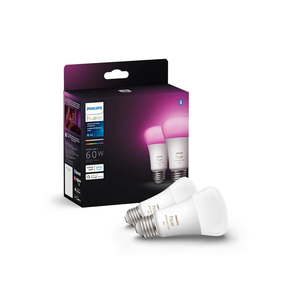 Philips Hue 60-Watt Equivalent A19 Smart Wireless LED Light Bulb
