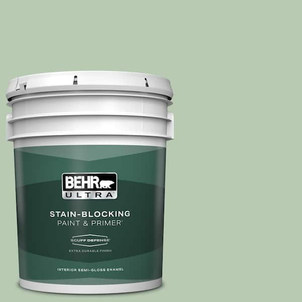 BEHR ULTRA 5 gal. #S400-3 Healing Aloe Extra Durable Semi-Gloss Enamel Interior Paint & Primer