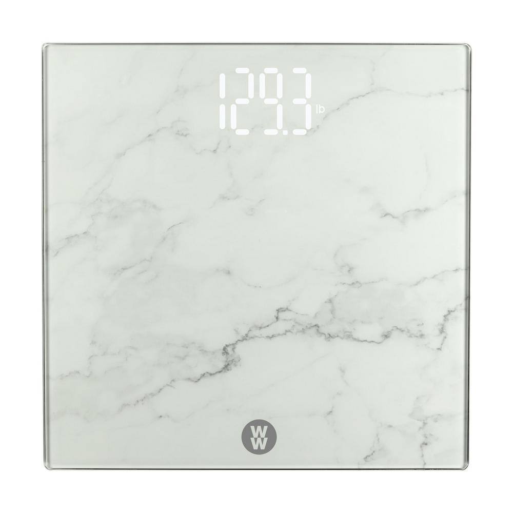 White Marble Digital Bathroom Scale with Hidden Display