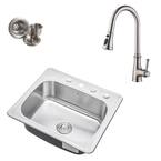 eModernDecor Topmount Drop-In 18-Gauge Stainless Steel 25 in. x 22 in ...