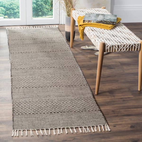 Montauk Ivory/Anthracite 2 ft. x 14 ft. Geometric Runner Rug