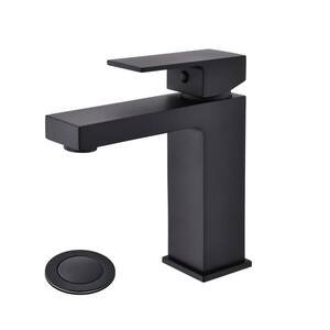 Winfred Single Hole Single-Handle Bathroom Faucet with Deck Plate and Drain Assembly Included in Matte Black