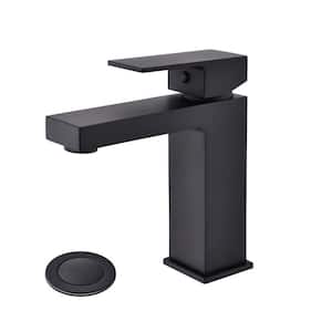 Single Handle Single Hole Bathroom Faucet with Pop-Up Drain Included and Spot Resistant in Matte Black
