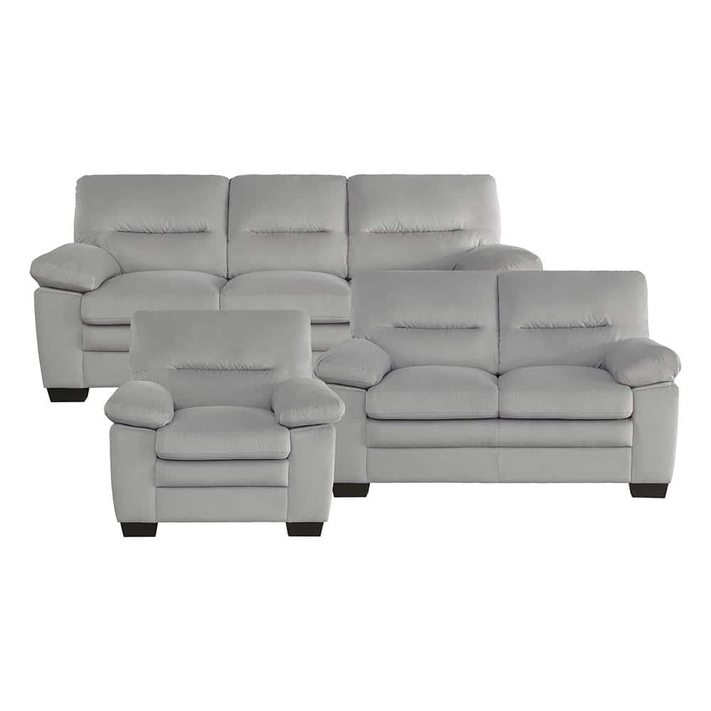 Solomon 84 in. W Straight Arm Textured Fabric Rectangle 3-Piece Living Room