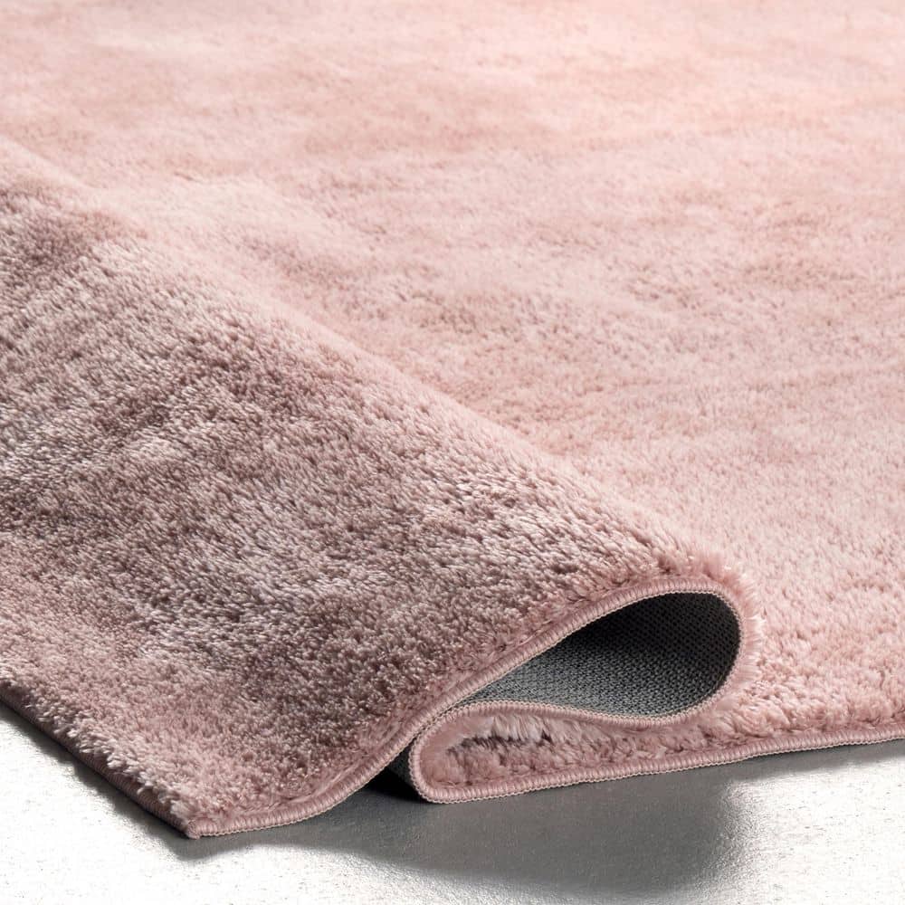 Pink 4' x 6' Solid Shag Machine Washable Area Rug