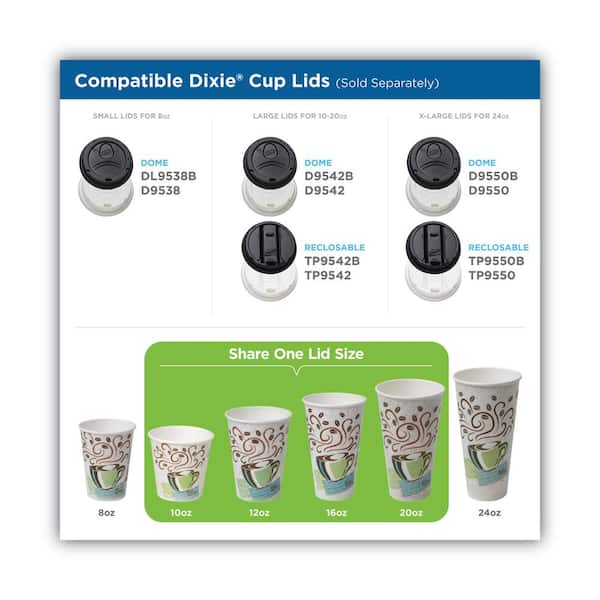 DIXIE PerfecTouch Multicolor 10 oz. Disposable Paper Cups and Lids Combo, Hot  Drinks, 50 Cups/Lids/Pack DXE5310COMBO600 - The Home Depot