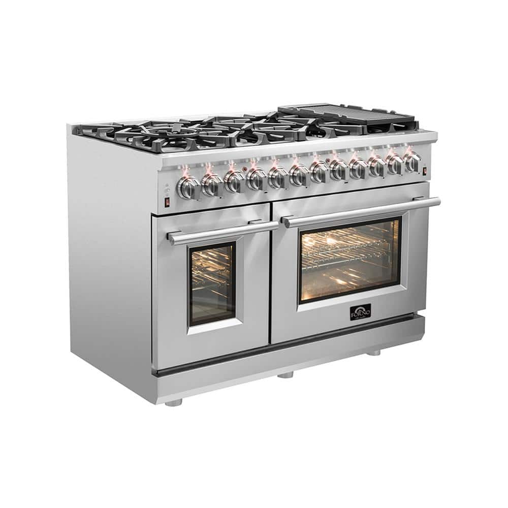 Massimo 48-inch Stainless Steel Freestanding Gas Range with Griddle