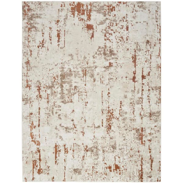 Concerto Ivory Rust 12 ft. x 15 ft. Abstract Contemporary Area Rug