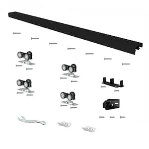72 in. Black Aluminum Sliding Bypass Track and Hardware Set for 2 Door System