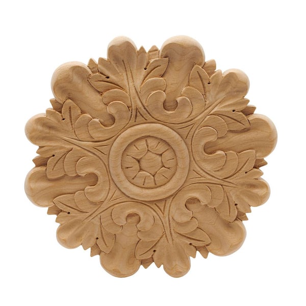 American Pro Decor 7/8 in. x 8 in. x 8 in. Unfinished Extra Large Hand Carved American Alder Wood Acanthus Applique and Onlay Moulding
