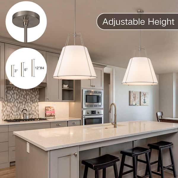 HUOKU Haven 4-Light 23.6 in.W Brushed Nickel Modern Farmhouse Drum